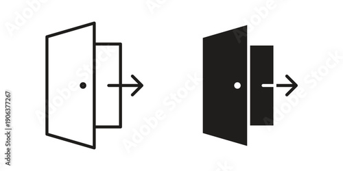 Exit icons vector. Line and glyph design with editable stroke