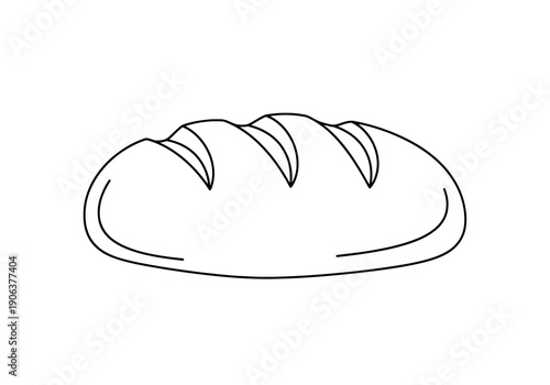 Simple clean outline drawing of a loaf of bread on a white background for baking or food related concepts
