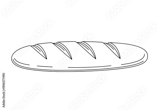 Simple Outline Drawing of a Freshly Baked Loaf of Bread on a White Background
