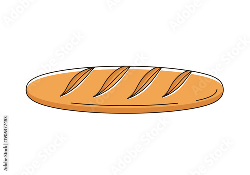 Simple One Color Baked Wheat Loaf Isolated Simple Style Minimalist Food Element For Design Needs