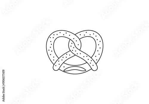 Classic Bavarian Pretzel Baked Dough Food Snack Isolated Outline Simple Design Element Freshly Baked Staple Treat for Bakery Cafe Menu or Food Blog