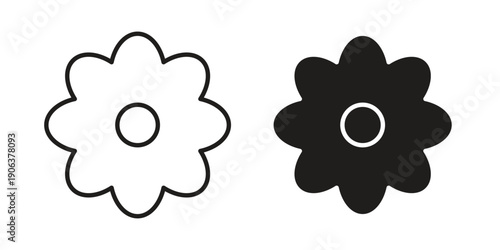 Flower icons vector. Line and glyph design with editable stroke