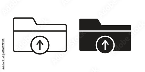 Folder upload icons vector. Line and glyph design with editable stroke