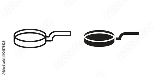 Frying pan icons vector. Line and glyph design with editable stroke