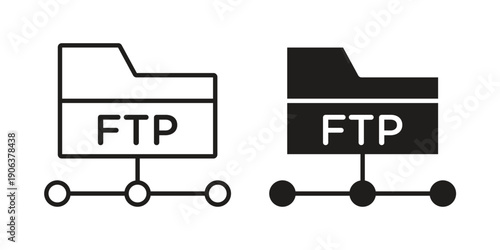 FTP icons vector. Line and glyph design with editable stroke