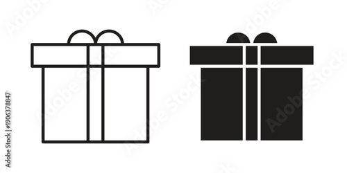 Gifts icons vector. Line and glyph design with editable stroke