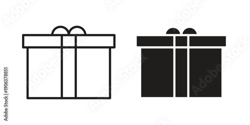 Gift icons vector. Line and glyph design with editable stroke