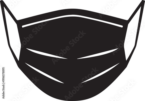 Black face mask with elastic straps