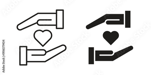 Hand holding heart icons vector. Line and glyph design with editable stroke
