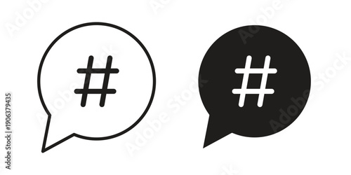 Hashtag icons vector. Line and glyph design with editable stroke
