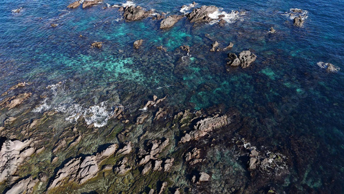 真鶴半島・三ツ岩海岸の海（空撮） , 神奈川県足柄下郡,日本
