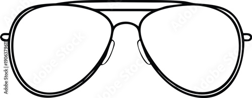 A simple line drawing depicts a pair of classic aviator style sunglasses