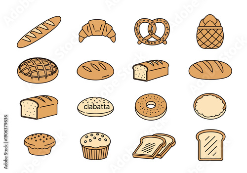 Various Baked Goods And Pastries Collection Representing Breakfast And Bakery Items For Food Service And Culinary Concepts