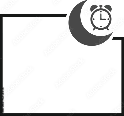 Minimalist Alarm Clock and Crescent Moon Icon