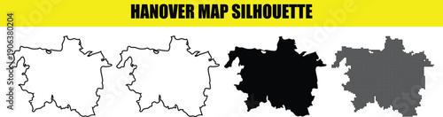 Photos Hanover map silhouette set, germany, collection of vector maps, black and white
