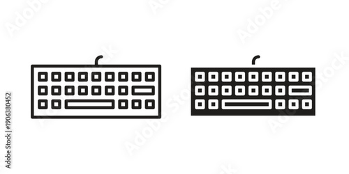 Keyboard icons vector. Line and glyph design with editable stroke