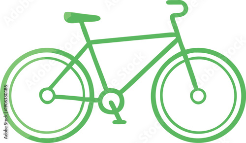 A simple green line drawing depicts a classic bicycle viewed from its