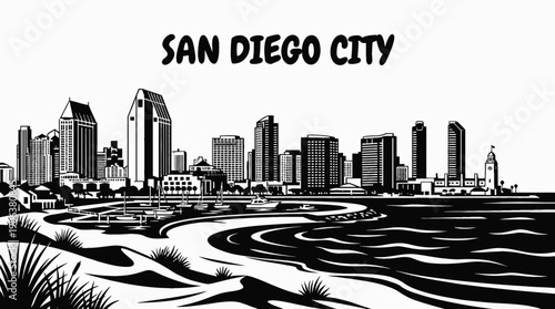 san diego city skyline urban architecture downtown landmark travel tourism america usa landscape metropolitan business culture modern historic destination famous district with harbor beach california
