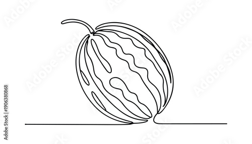 One continuous line illustration of an Watermelon fruits, isolated on white background.
