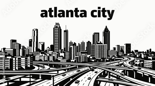 atlanta city skyline urban architecture downtown landmark travel tourism america usa landscape metropolitan business culture modern famous district with georgia towers highway