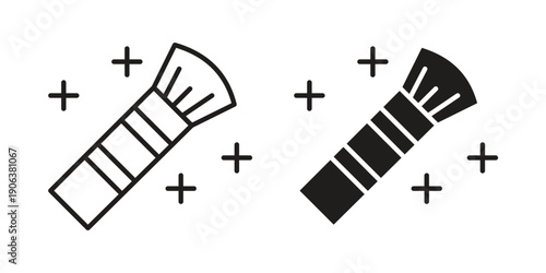Makeup brush icons vector. Line and glyph design with editable stroke