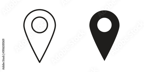 Map marker icons vector. Line and glyph design with editable stroke