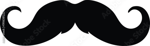 A simple isolated black mustache graphic on a stark white background high quality