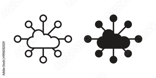 Network cloud icons vector. Line and glyph design with editable stroke