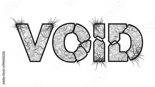VOID: Conceptual wordmark, the word VOID rendered with a unique, textured design that evokes a sense of emptiness and depth.