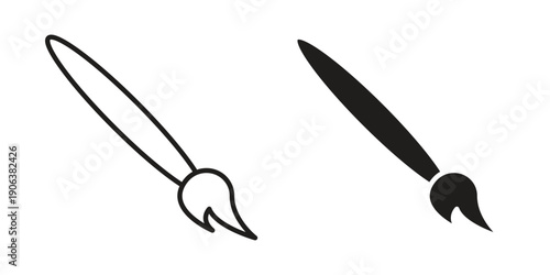 Paint brush icons vector. Line and glyph design with editable stroke