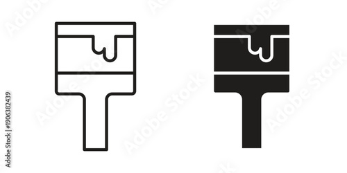 Paint brush icons vector. Line and glyph design with editable stroke