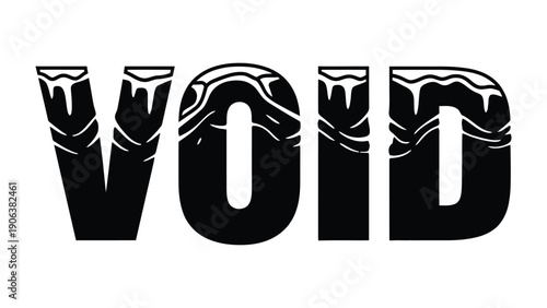 The Void's Enigma: A stark, artistic rendering of the word VOID, embodying a sense of mystery and depth through its unique design, hinting at the vastness and enigma of absence.