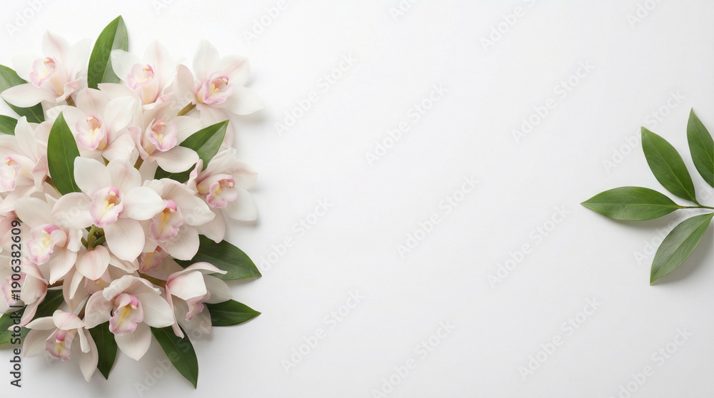 Obraz premium Elegant Floral Background with Soft Pastel Flowers on Clean Minimal Backdrop