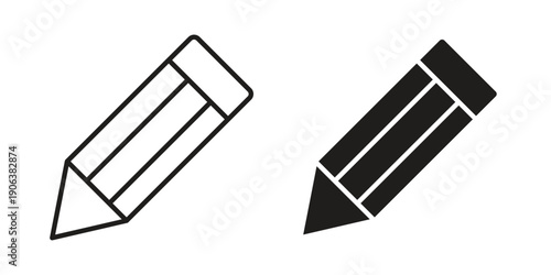 Pencil icons vector. Line and glyph design with editable stroke