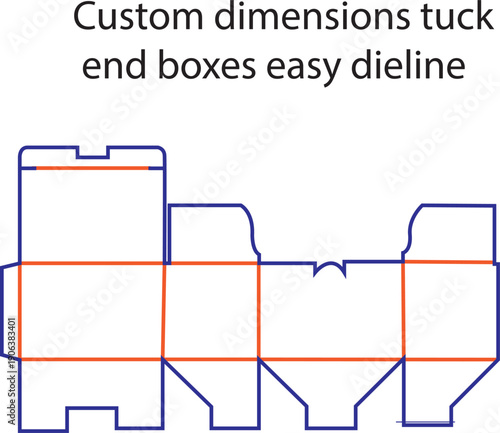 Custom Dimensions Tuck End Boxes Easy Dieline Vector Template for Standard Retail Product Packaging and Simple Assembly