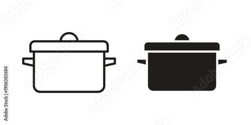 Pot icons vector. Line and glyph design with editable stroke