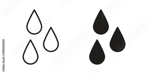 Raindrops icons vector. Line and glyph design with editable stroke