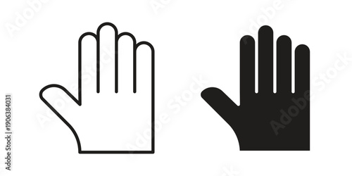 Raised hand icons vector. Line and glyph design with editable stroke