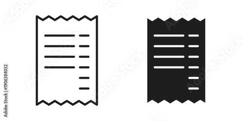Receipt icons vector. Line and glyph design with editable stroke