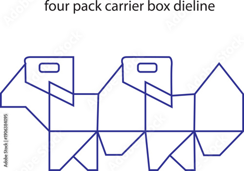 Fast Food Tray Box Dieline Vector Template for Takeaway Packaging Design with Folding Lines and Cut Paths