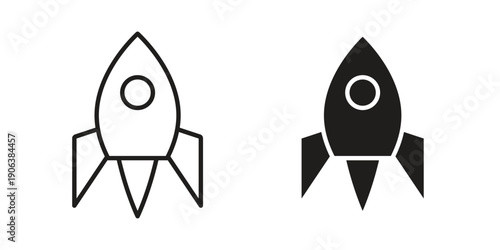Rocket launch icons vector. Line and glyph design with editable stroke
