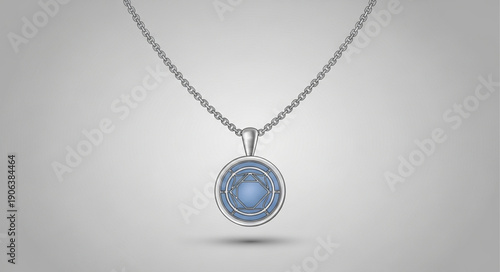 silver necklace with blue topaz