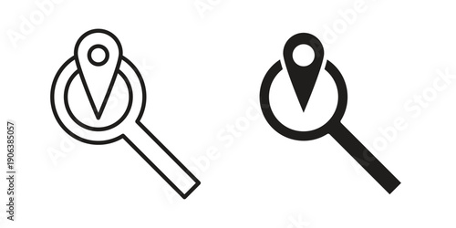 Search Location icons vector. Line and glyph design with editable stroke