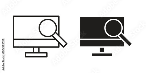 Search online icons vector. Line and glyph design with editable stroke
