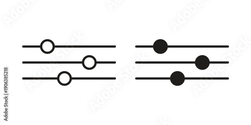Settings sliders icons vector. Line and glyph design with editable stroke