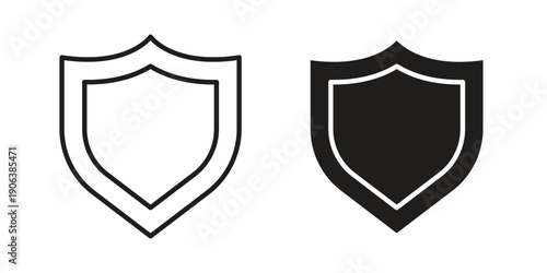 Shield icons vector. Line and glyph design with editable stroke