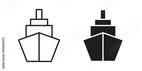 Ship icons vector. Line and glyph design with editable stroke