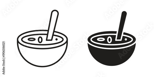 Soup icons vector. Line and glyph design with editable stroke