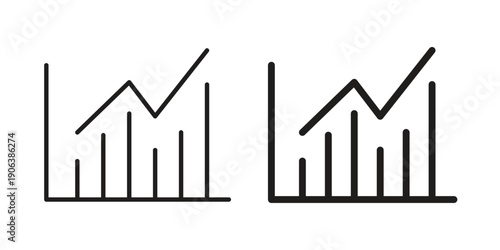 Stats icons vector. Line and glyph design with editable stroke