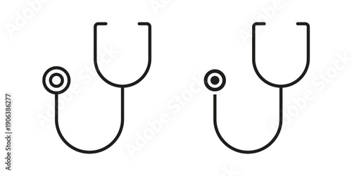 Stethoscope icons vector. Line and glyph design with editable stroke